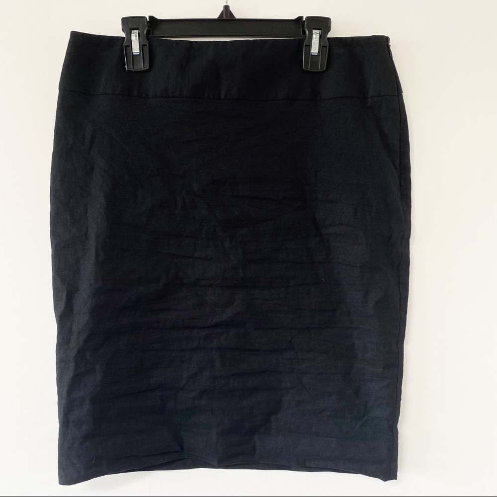 Nicole Miller Crinkle Black Short Pencil Skirt